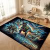 Dinosaur Theme Soft Crystal Velvet Rug Custom Name & Text Print Non Slip Floor Rug for Bedroom Living Room