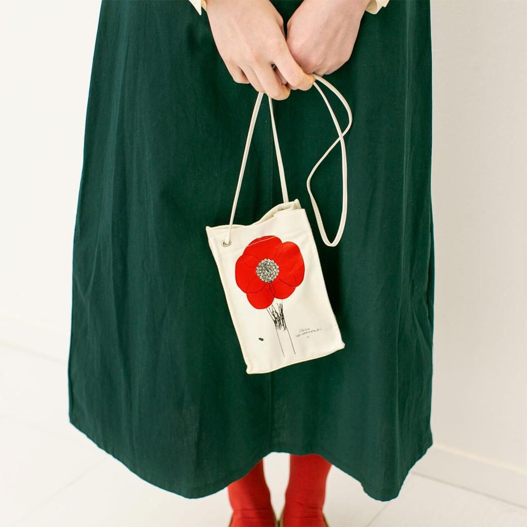 Hobonichi Drawer Pouch Hanging by Ichiro Yamaguchi HANA AKA Red Floral Cotton Storage Organizer Bag 185x122x70mm Japan