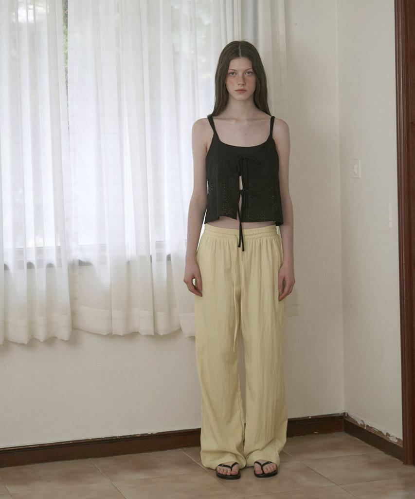 Mosyupamosyu Summer Wide Elastic Waist Pants [Butter Yellow]