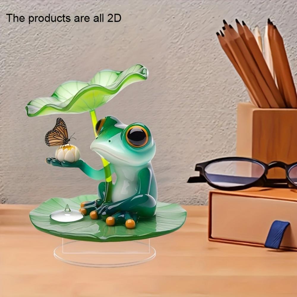 Lotus Leaf Frog, 2D Flat, Acrylic Decoration, Ornaments, Suitable for Living Room, Party, Gifts, Christmas, Halloween