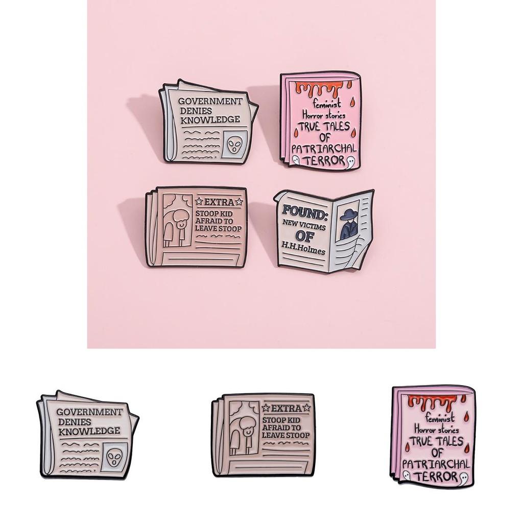 Unique Alloy Letter Newspaper Style Brooches For Fashionable Backpack Accessories