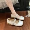 Flat bottom light mouth low heel Mary Jane single shoes women's 2025 summer new French beautiful pearl with skirt small leather shoes