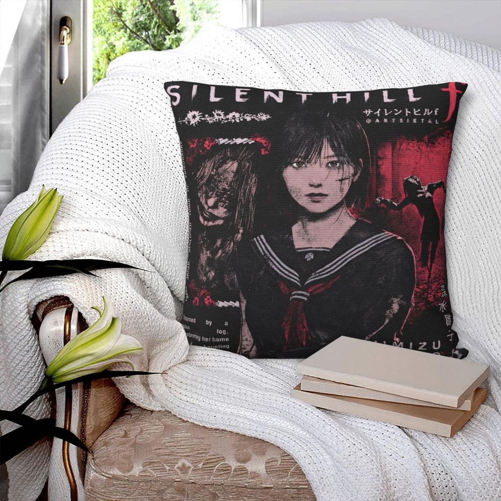 Silent Hill F Game Hinako Pillow Cover Funny Pillow Case Polyester Graphic Cushion Cover Pillowcases For Sofa Bedroom Home Decor