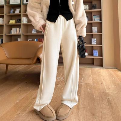 Cotton Cashmere Straight Narrow Version Wide-leg Pants for Women In Spring and Autumn Casual Loose Sweatpants Small Design Scimitar Pants