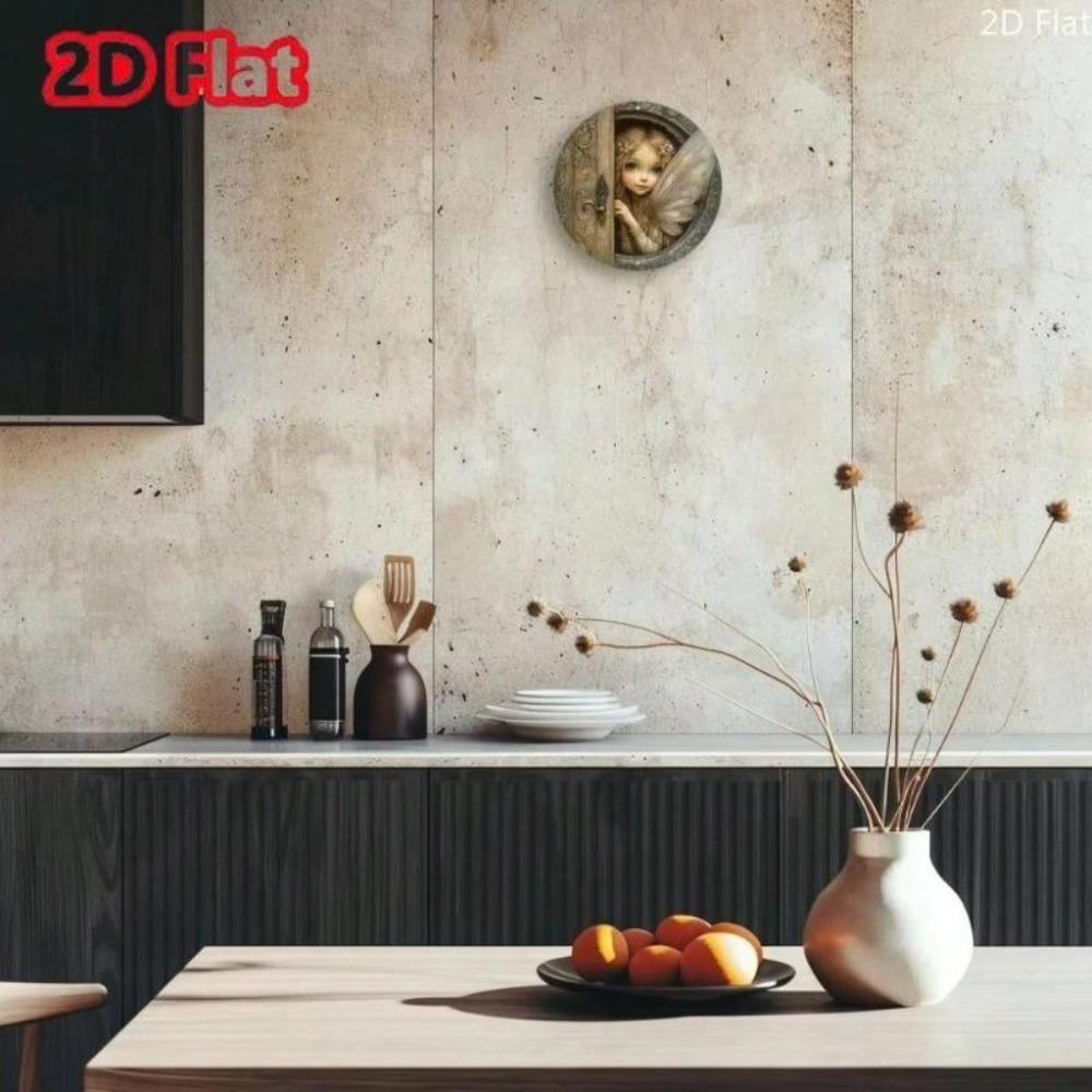 Metal Wall Art Fairy Door 2D Decor Garden Home Enchanted Peeking Vibrant Eyes