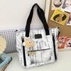 New new Chinese large-capacity messenger bag, ink painting, national style, retro shoulder tote bag, transparent pain bag for students in class