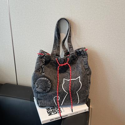 Sewing Denim Large Capacity Shoulder Bags Summer New Animal Patterns 2026 Brand Bags for Women Simple Soft Versatile Handbag