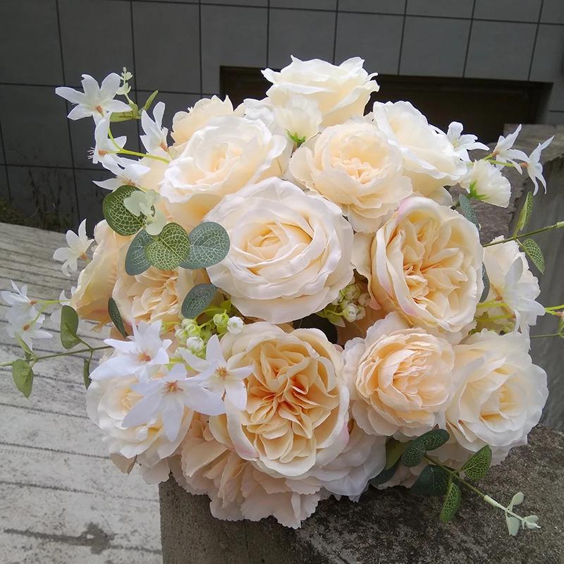 

30/40cm White Baby Breath Rose green leaf Artificial Flower Ball Wedding Table Centerpiece Deco Floral Event Party Prop 30CM шампанського