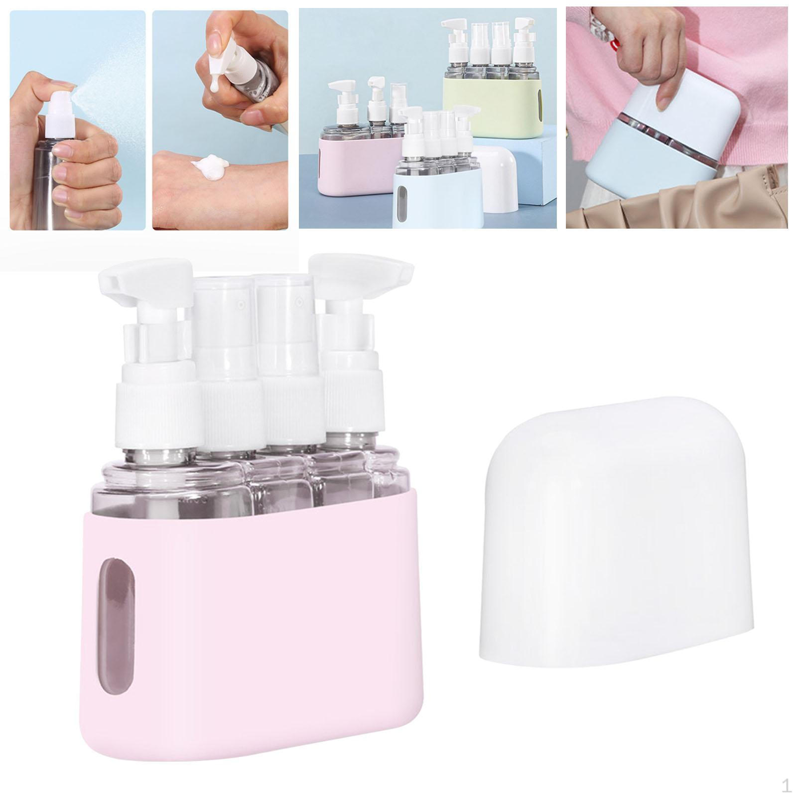 

4 Pack Small Makeup Bottles 50ml for Refillable Toiletry Use рожевий