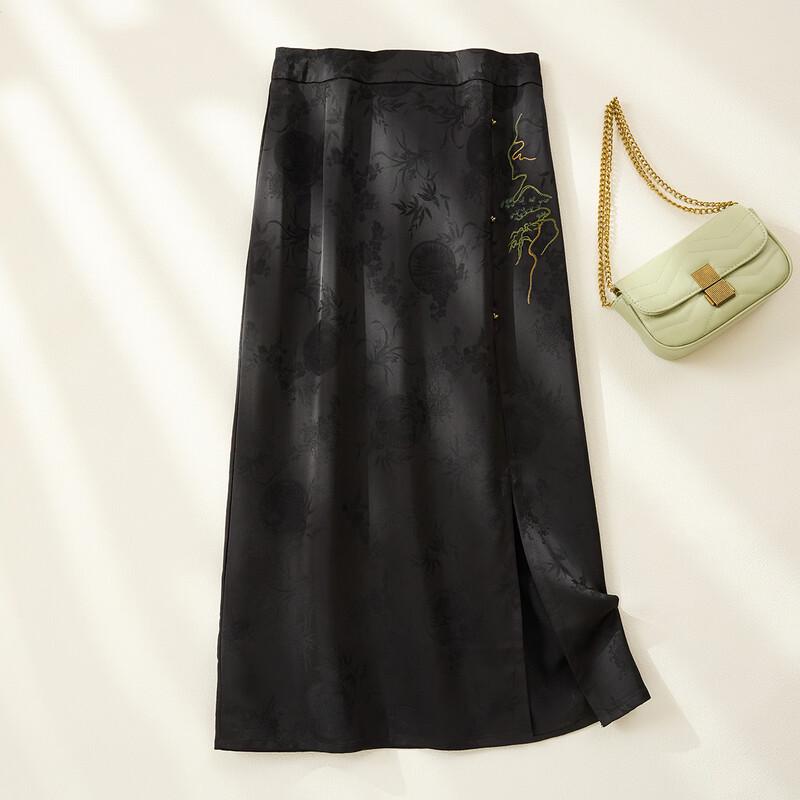 Elegant Embroidered High-Waist Horse Face Skirt XL