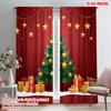 2pcs,2D Plane Printing Pattern Curtains Christmas Tree Gifts Snow (2) Versatile Fabric (without Rod) Versatile All Ldeal for