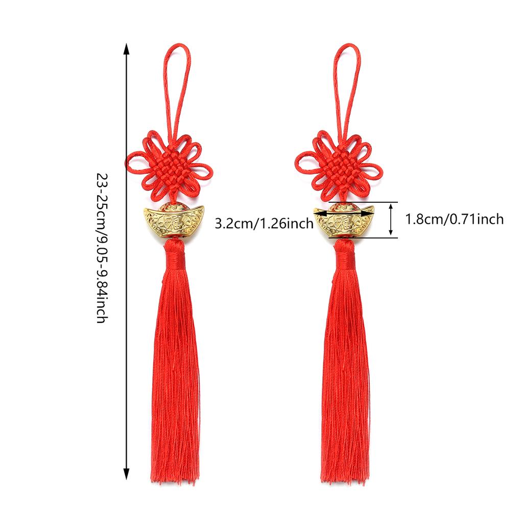 2pcs Chinese Knot Tassel Pendant Hanging Fortune Red Tassels Pendants For DIY Spring Festival New Year Gifts Home Decoration