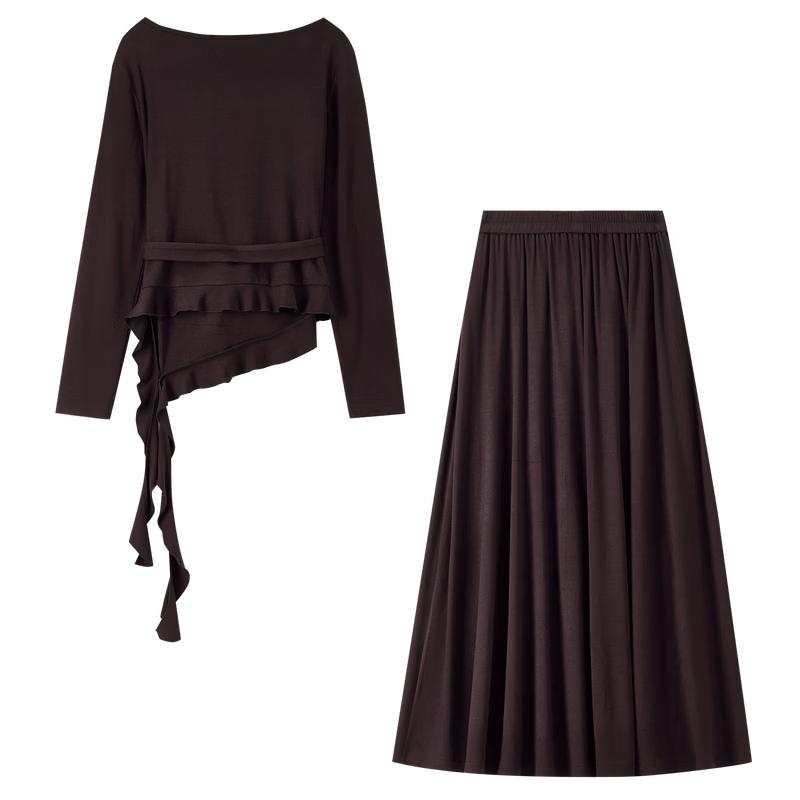 Elegant Pleated Top & A-line Skirt Set