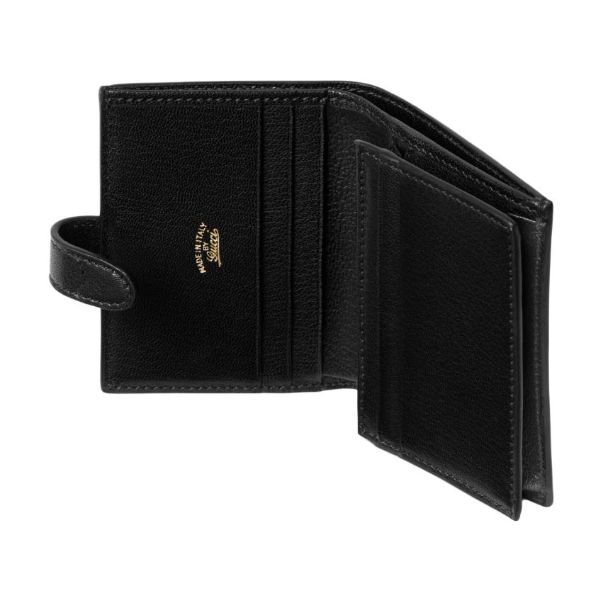 Gucci Jackie 1961 Leather Wallet Women Wallet Black Light-Gold 867166-AAGA7-1000