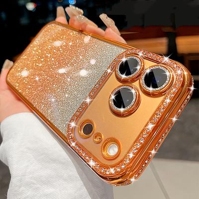 Gradient Diamond Phone Case for For Iphone 17 Pro Max 17 Air Plating Soft Cover for For Iphone 16 15 14 13 12 11 Pro Max 15 Plus