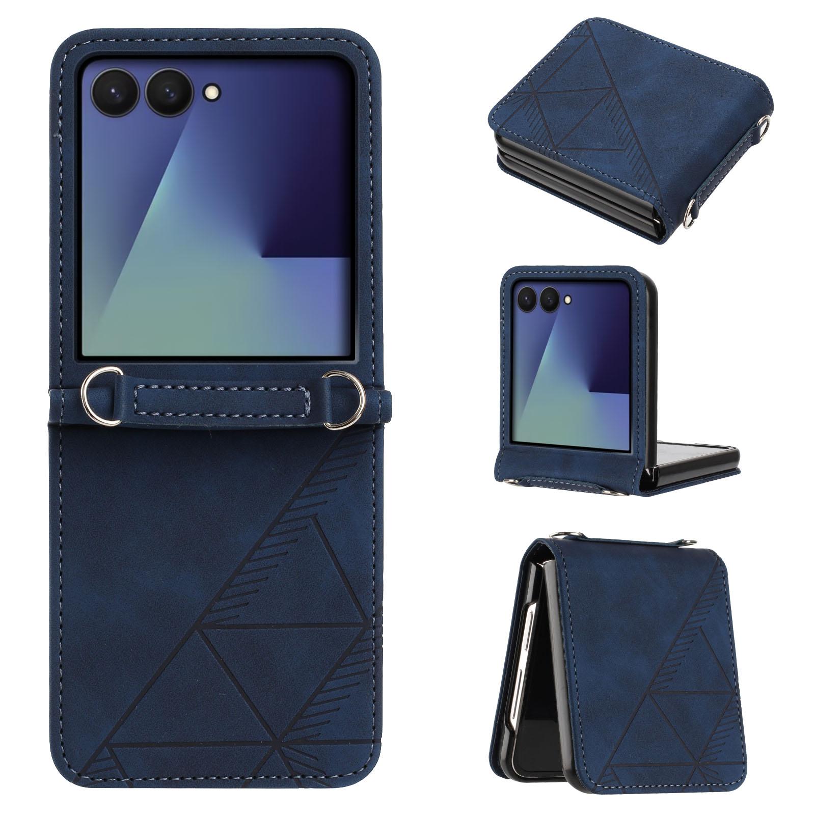 For Samsung Galaxy Z Flip7 5G Case Imprinted Design PU Leather + PC Folding Phone Cover