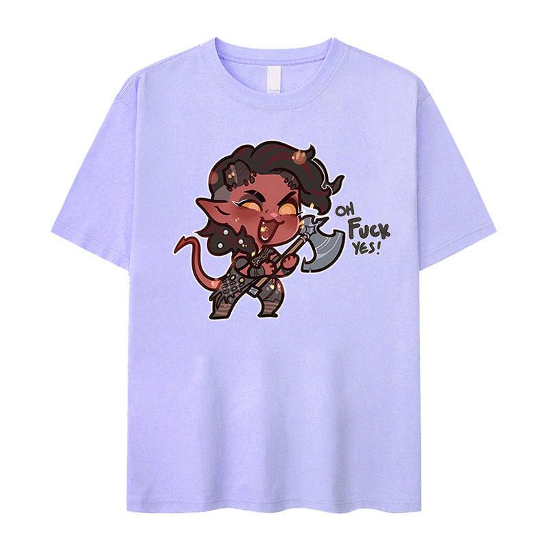 T-shirt Graphique Drôle Karlach Baldur's Gate 3 Hommes Femmes Mode Col Rond Manches Courtes T-shirts Décontracté 100% Coton T-shirt Surdimensionné