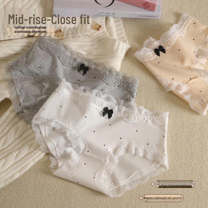 Modal Antibacterial Lace Mid-Rise Briefs for Women
