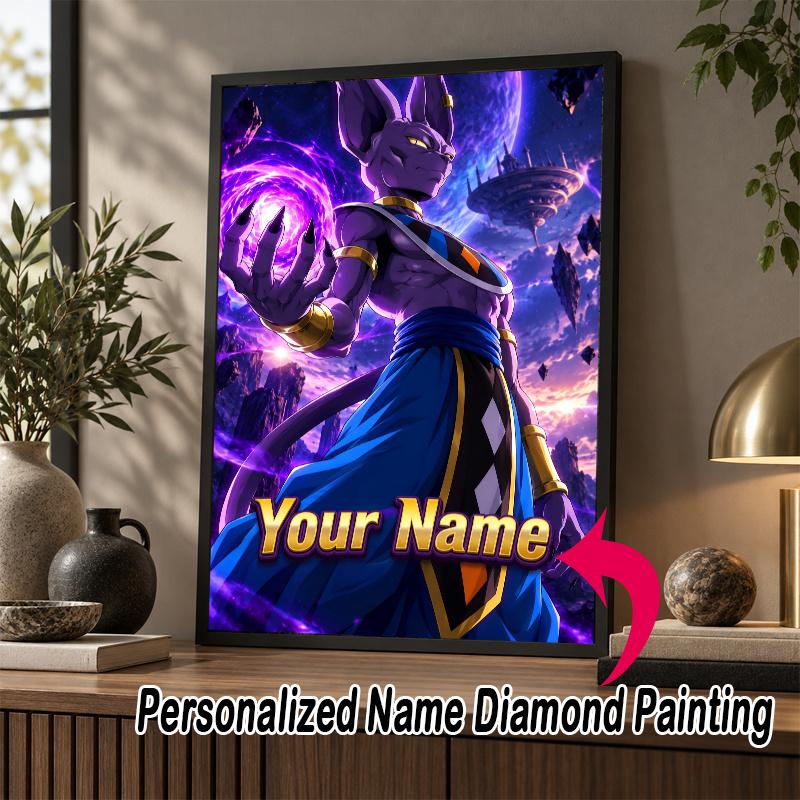 Personalized Beerus Diamond Art Custom Name 5D Diamond Painting Full Drill DIY Craft