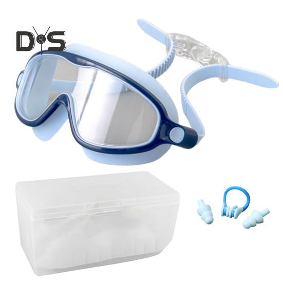 Okulary do pływania dla dzieci, okulary przeciwmgielne, z ochroną UV, szczelne, z klipsem na nos, zatyczki do uszu dla chłopców, dziewcząt, dzieci i maluchów w wieku 3-15 lat