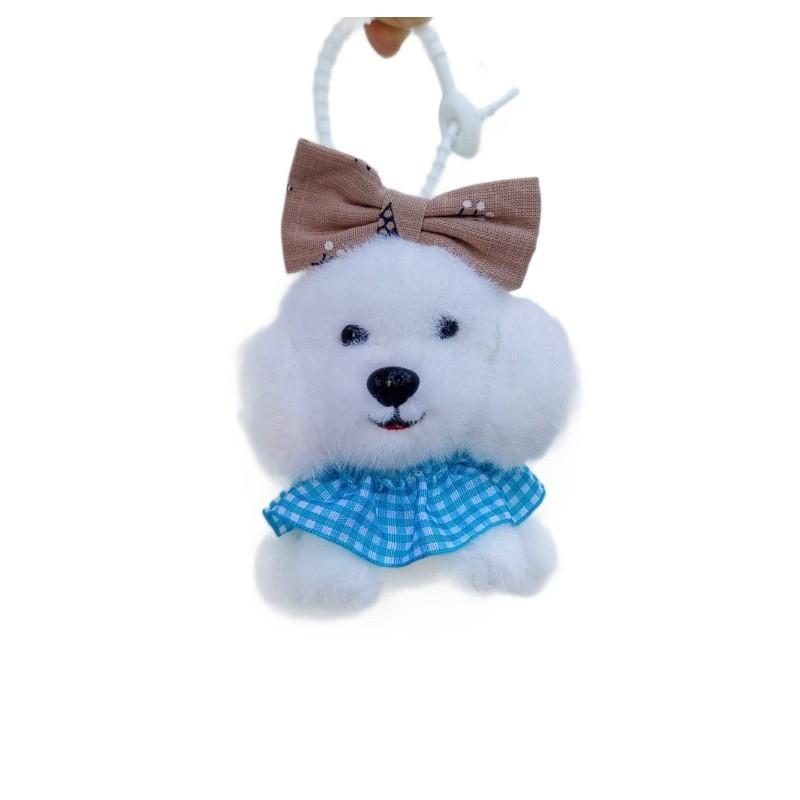 Plush Dog Pendant With Cute Bow For Wedding Gift And Home Decor