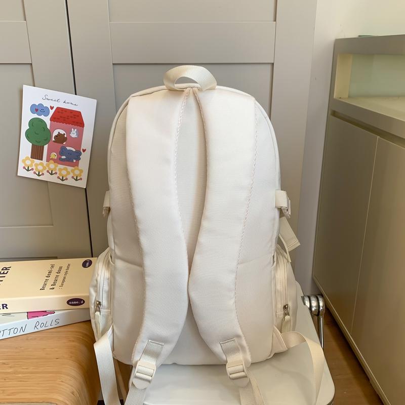 Men's Sports Backpack Women's Large Capacity Backpack Solid Color Student Schoolbag