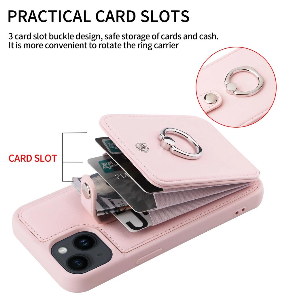 Ring Holder Wallet Leather Card Solt Phone Case for IPhone 16 Pro Max 15 Plus 14 13 12 11 XR XS 8 7 Protective Shockproof Cover