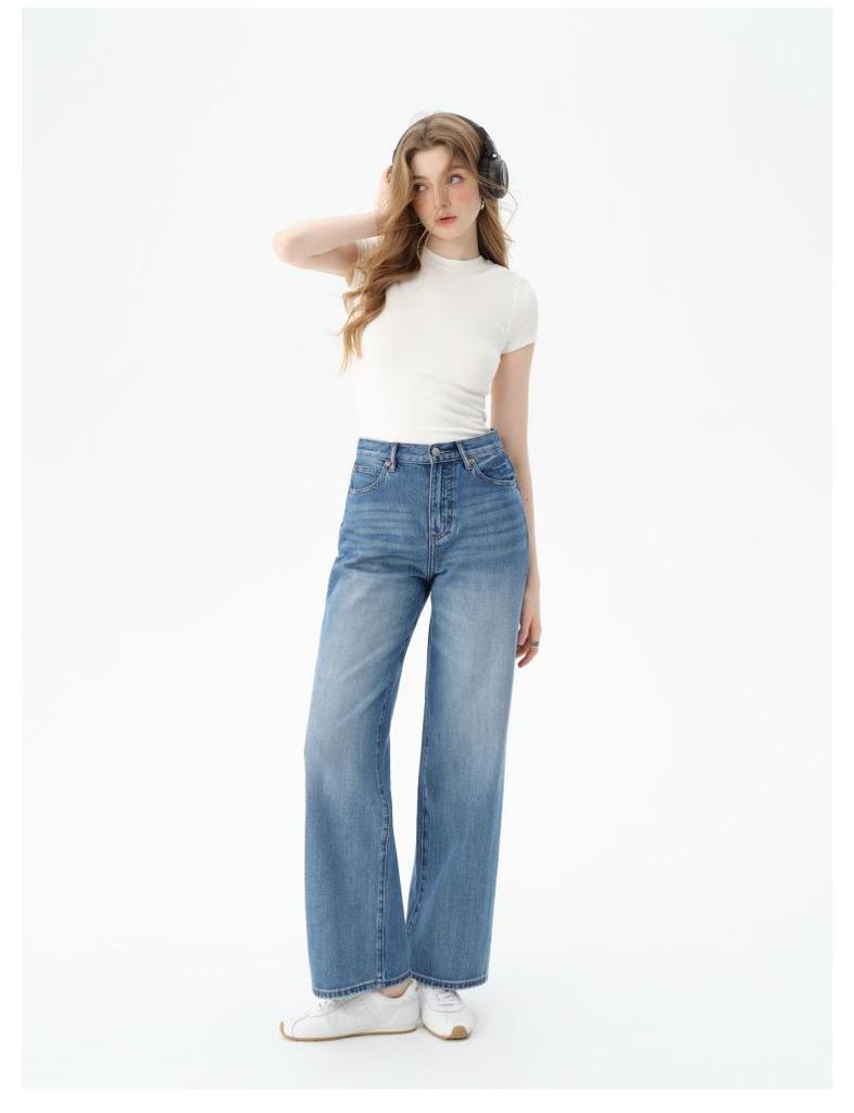 JOCORBEI Fließende Lyocell 2026 Damen High Waist Weites Bein Bodenlange Jeans