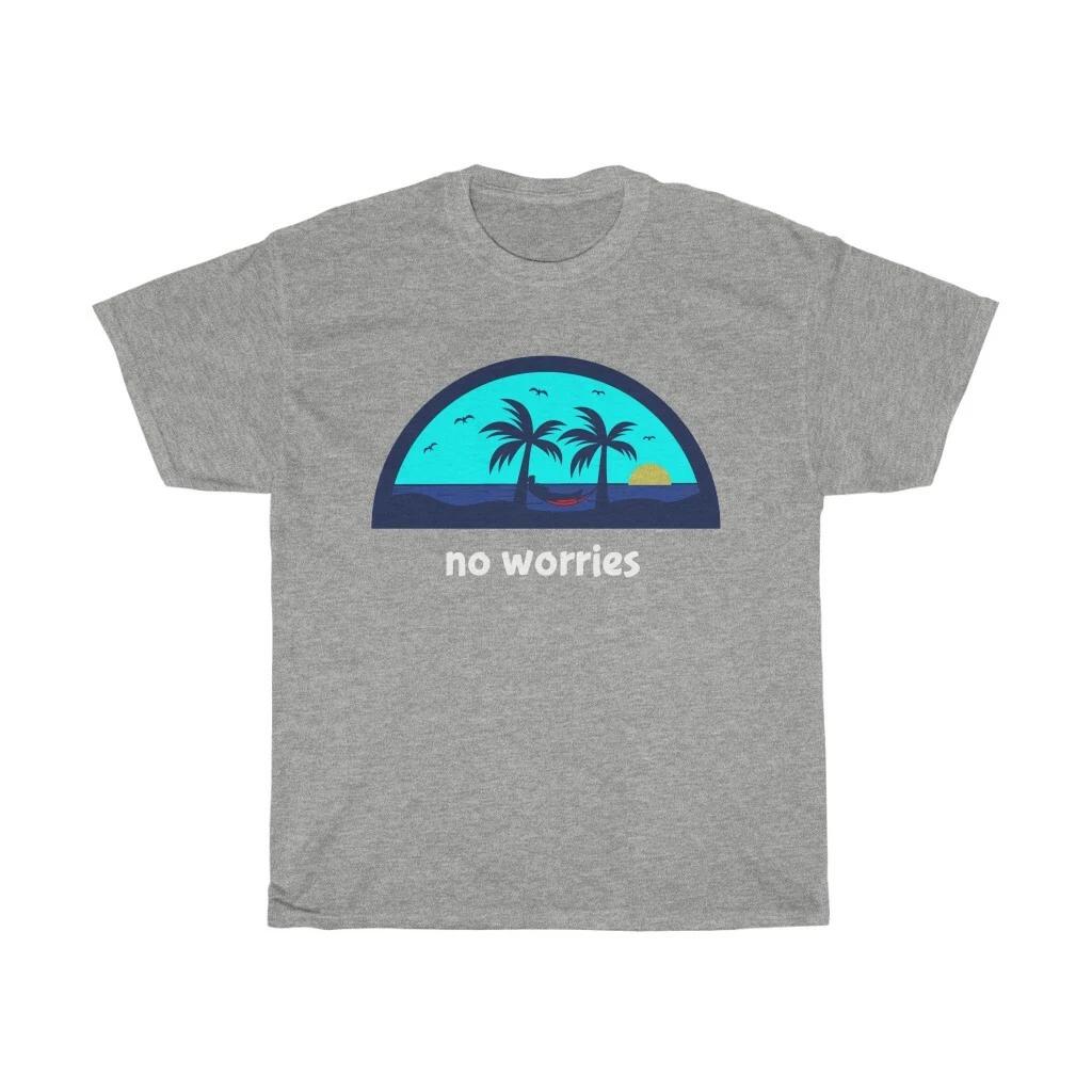no worries, Unisex Heavy Cotton T-shirt, Beach, Hammock, Australia, Slang, Motto 2XL