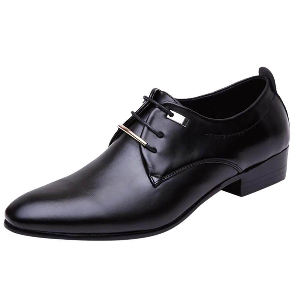 Buy Fashion Men Business Leather Shoes Casual Pointed Toe Lace Shoe