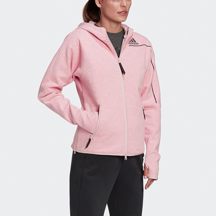 Adidas Zne Fz Winter Solid Color Fleece Warm Hooded Jacket Women Jackets Vibrant-Pink GU2081