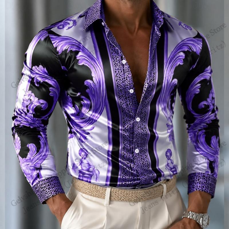 Mens Luxury Long Sleeve Floral Shirt Leopard 3d Print Shirt Men Women Fashion Comfortable Single-breasted Blouse Men clothing Eu