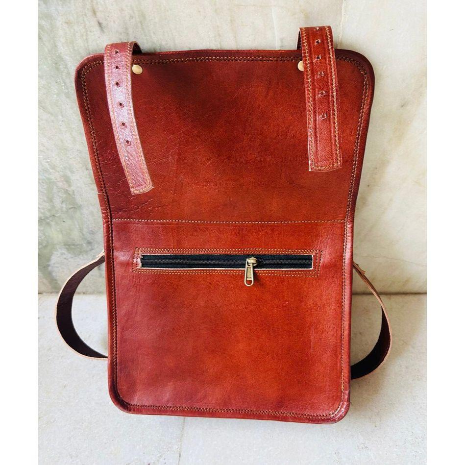 Кожаная сумка-портфель с седельной прострочкой и полосками спереди. 7 x 9 x 2.5 — фото 7