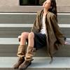 Wasteland wind wrinkled pile high boots 2025 new models but knee retro old long boots round head Martin boots women