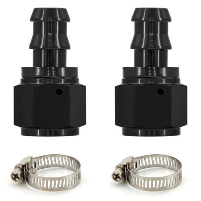 ZHSYMX 8AN Straight Push Lock Hose Fitting and Hose Clamp End Black for Rubber Push Lock Hose 2pcs