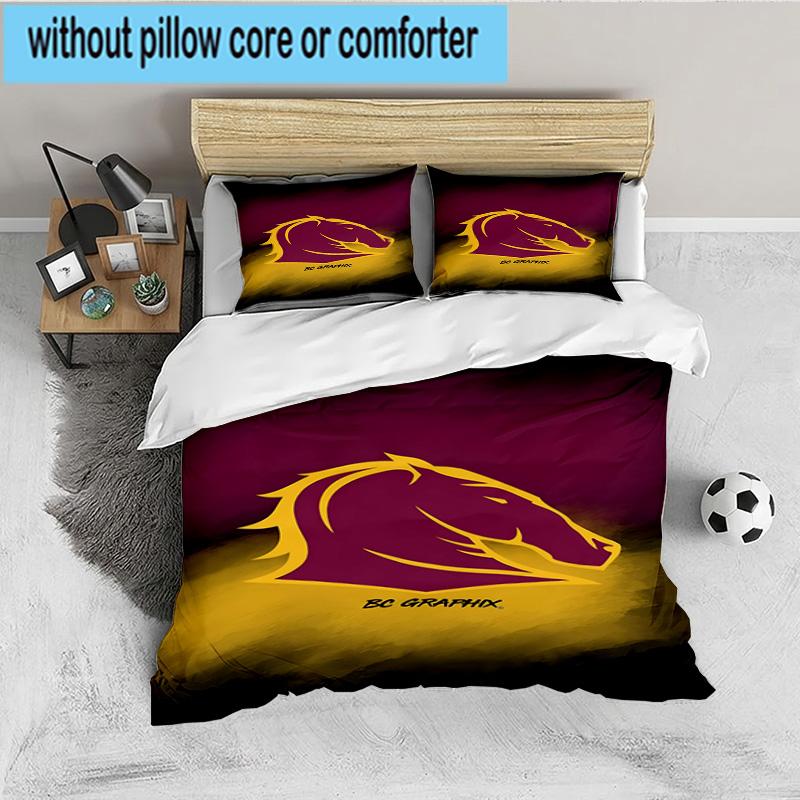 Brisbane Broncos 3PCS Bedding set,Ideal for 1pc Duvet Cover And 2pcs Pillowcases Perfect for Fan gift,Ideal for Bedroom, Dormitory