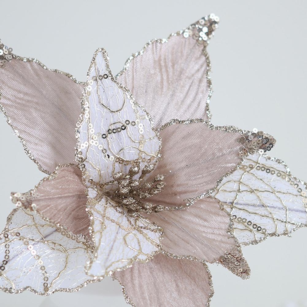 Cloth Plastic Christmas Poinsettia Cm Glitter Flower