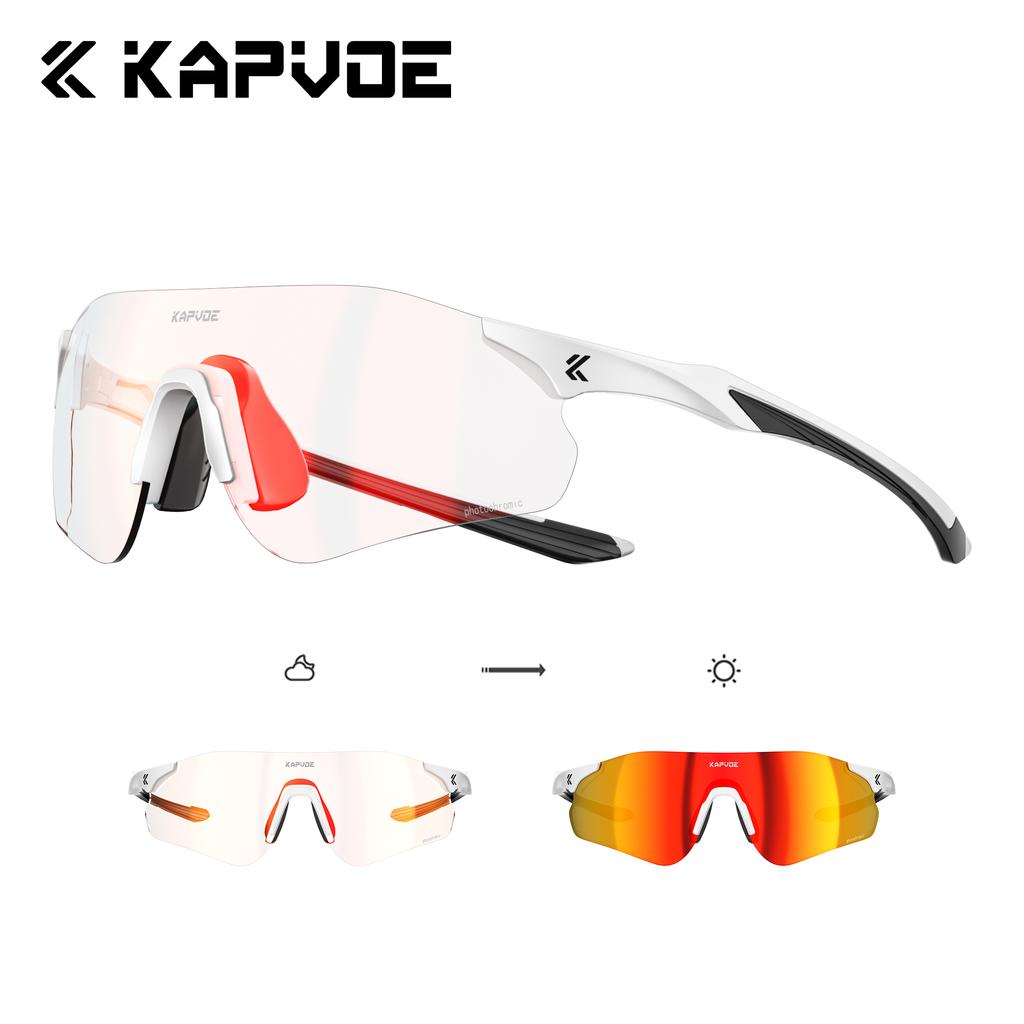 Kapvoe Photochromic Running Sunglasses Women Men Cycling Glasses Bike Glasses UV400 Bike Eyewear MTB Sports Bicycle Goggles 2026
