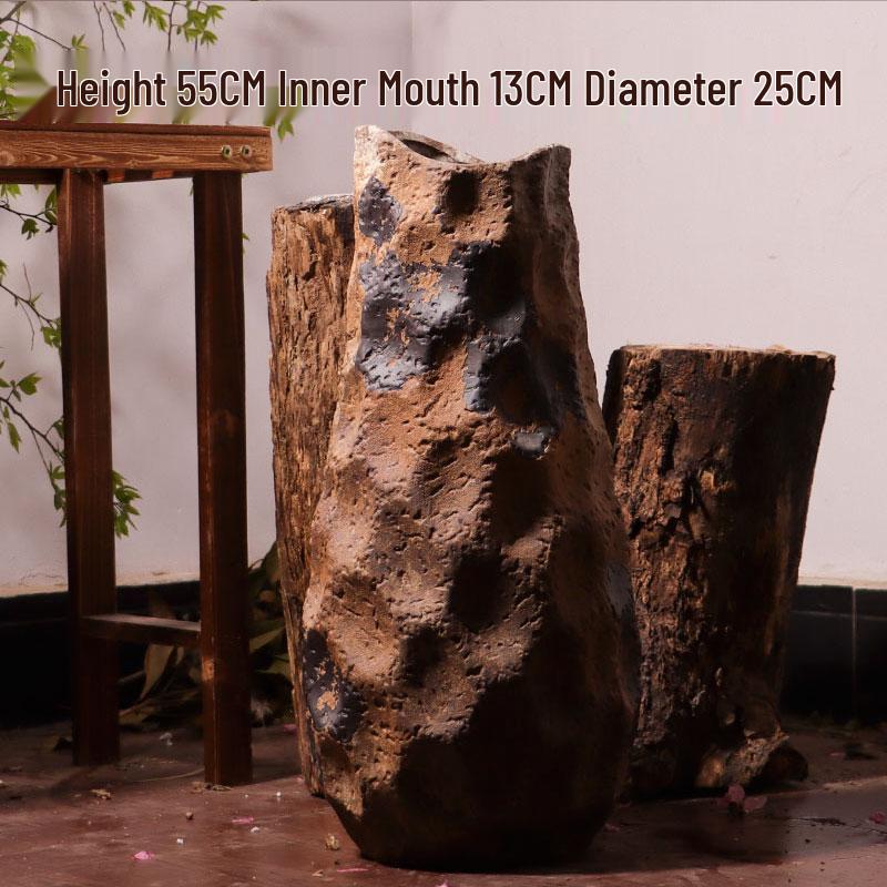 Minimalist Japanese Andromeda Vase: Ceramic Floor Container for Living Room Flowers, Hydroponic Arrangements, and Entrance Decorations.