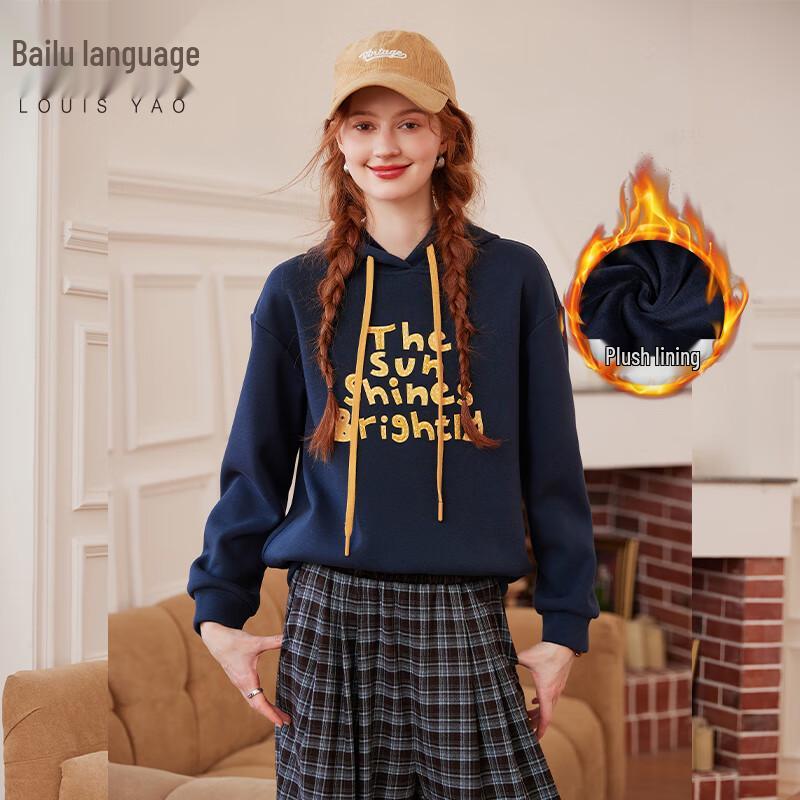 

Women s Letter Print Hooded Fleece Sweatshirt XL