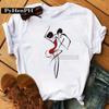 Women's Fashion Western Ballet Dancer Short Sleeve T-shirt Casual Elegant Summer Top Polyester Fabric Girl's Personality Sister