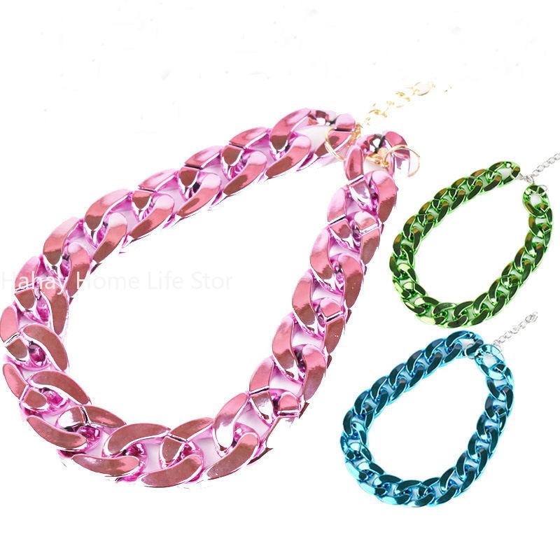 

French Bulldog Necklace Jewelry Punk Hiphop Gold Plated Cuban Chain Collar Necklace for Pet Accessories