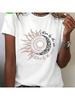 Wounisex'S Casual Short Sleeve T-Shirt With Inspirational Sun And Moon Print Round Neck Fashion Top Ladies T Shirts