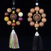 Green Sandalwood Bead Car Pendant: Creative Wooden Ornament and Handcrafted Bracelet.