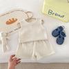 Kids 2024 Summer Korean-Style Soft Cotton Pleated Vest and Shorts Set for Boys and Girls