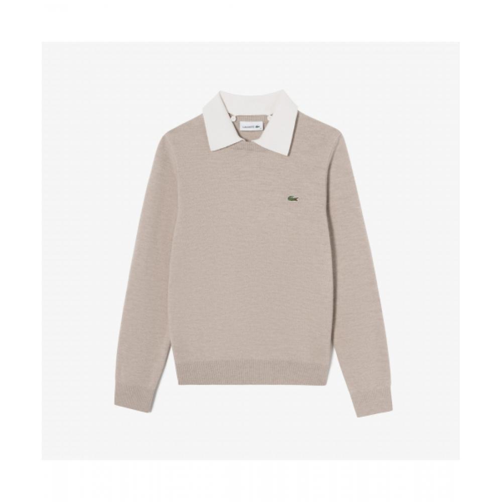 

LacoSte Women S Detachable Collar Crewneck Sweater [beige] 034
