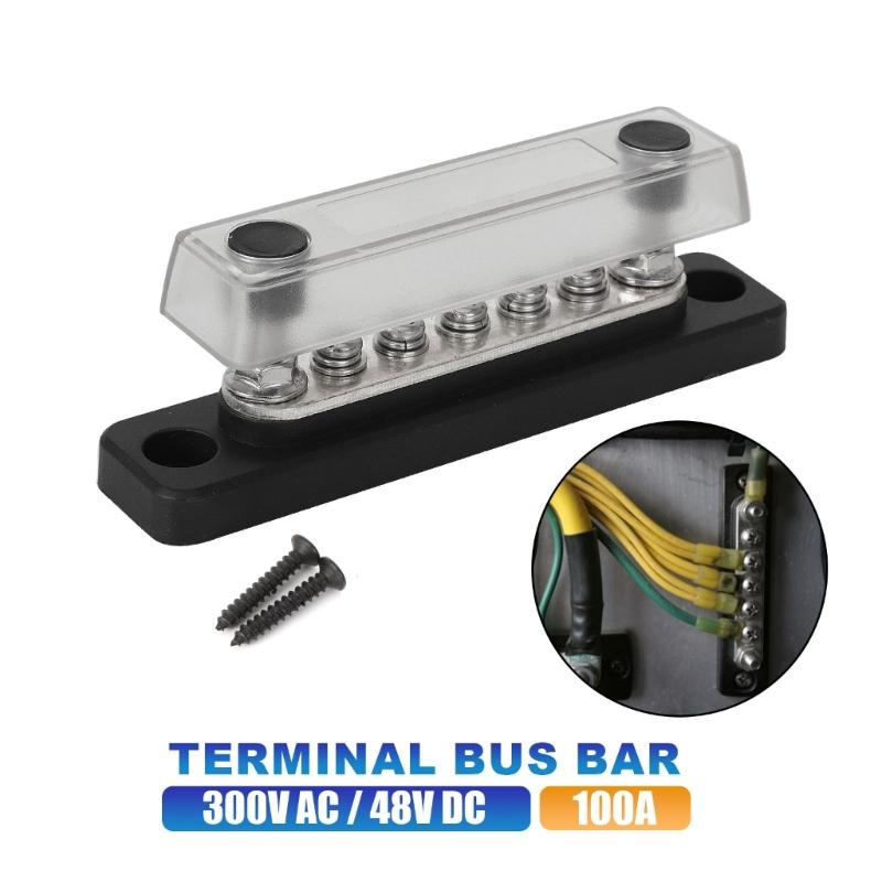 5 Post Power Distribution Block Bus Bar 100A 48V Marine Bus Bar, Automobile Battery Terminals Distribution Block