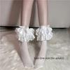 Bowknot JK Knee High Socks Ballet Style Ruffle Uniform Socks Lolita Lace Stockings  Japanese Style