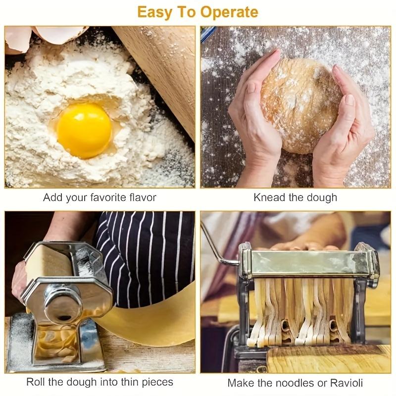 Spageti pagatavotājs, Pastas mašīna ar 8 regulējamiem biezuma iestatījumiem, 2-in-1 spageti rullītis un griezējs, Mīklas presēšanas ierīce nūdeļu pagatavošanai