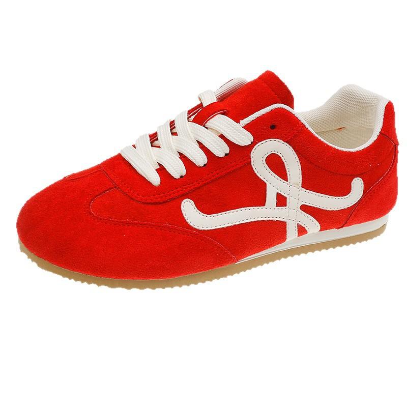 Red German training shoes women's shoes popular 2025 spring and summer new super fire sports shoes versatile Forrest Gump shoes casual board shoes